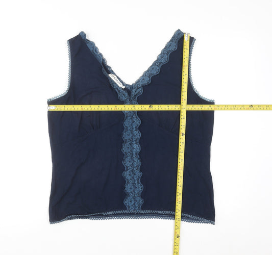 CHIANTI Women’s Blue Lace Trim Viscose Camisole Tank Top XL