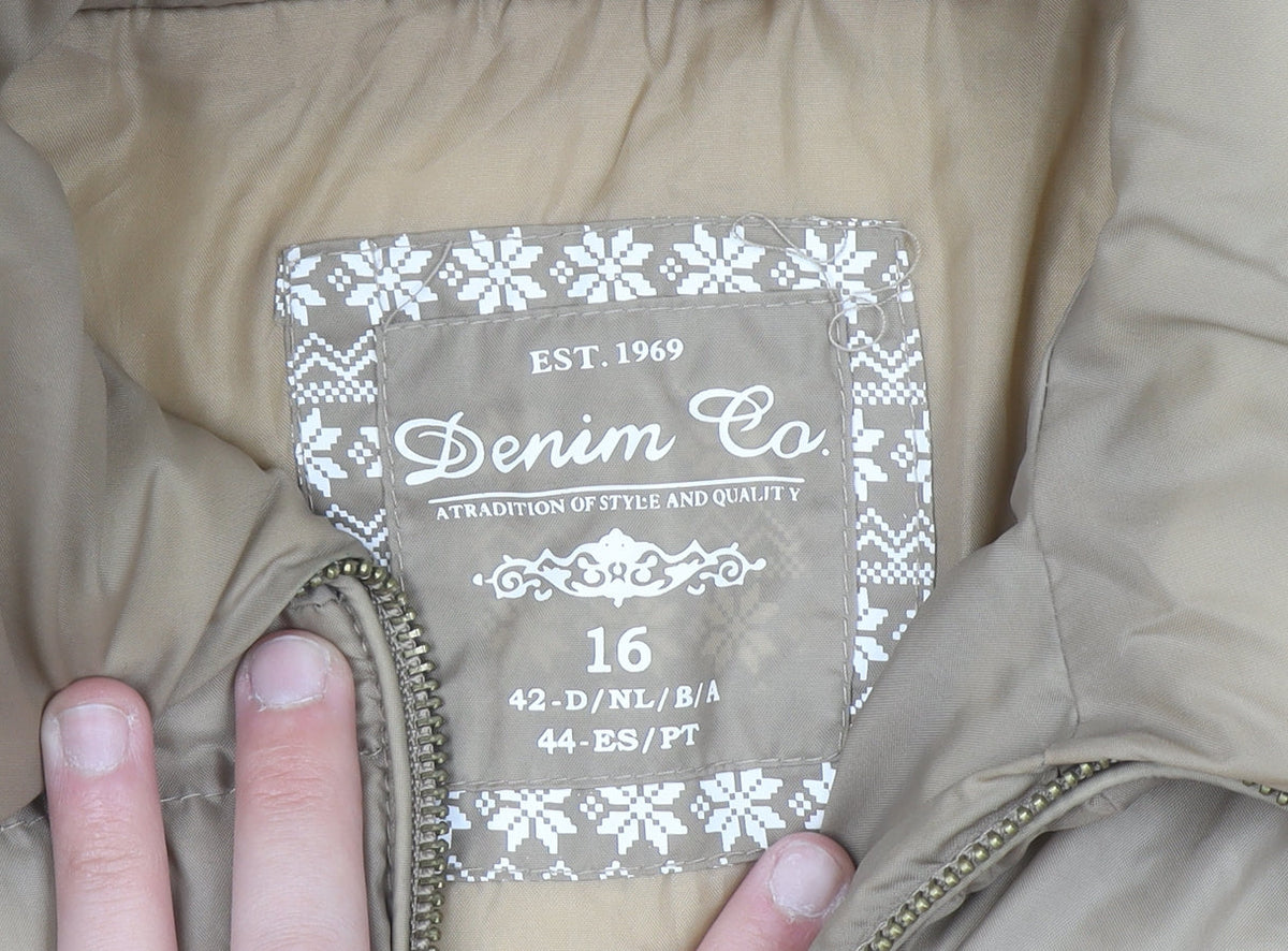 Additional view of Denim Co Women Beige, size 16, Puffer Jacket Nylon Winter Coat