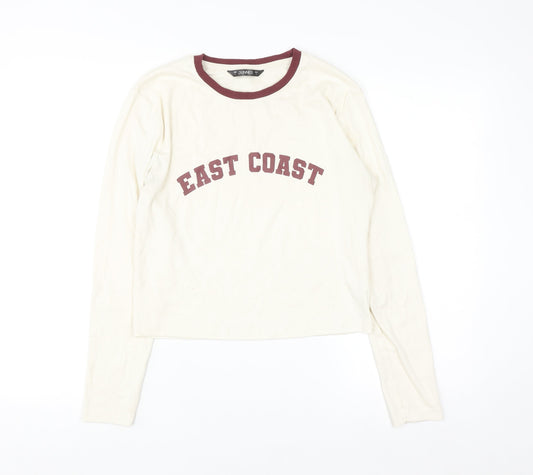 Additional front view of Dunnes Women Ivory Ringer Long Sleeve T-Shirt, size 16