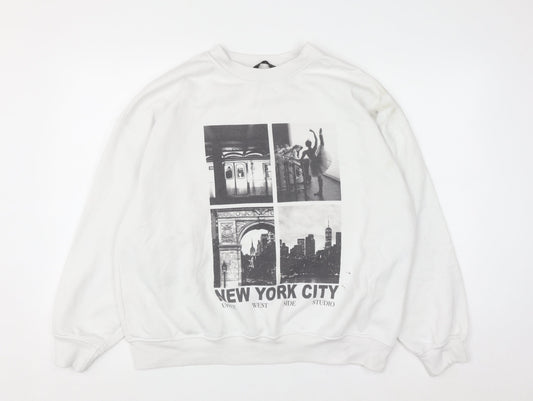 Additional front view of Dunnes Women White New York City Graphic Pullover Sweatshirt, size L