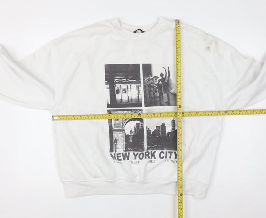 Dunnes Women White New York City Graphic Pullover Sweatshirt Size L