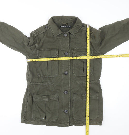 Karen Millen Women's Green Military Twill Jacket UK 10 Button Front