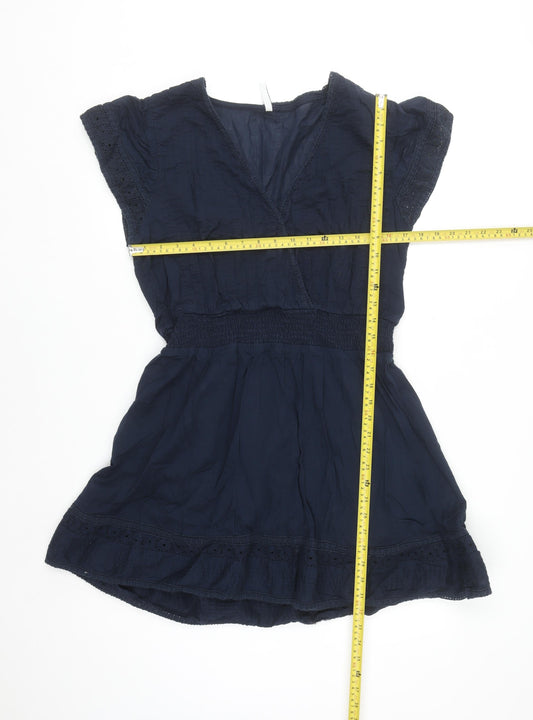 Pepe Jeans Women Blue L Short A-Line V-Neck Summer Dress