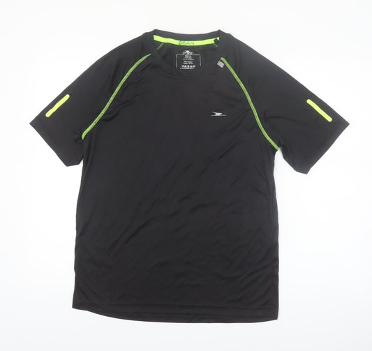 Crane Men's Black Medium Athletic Running T-Shirt