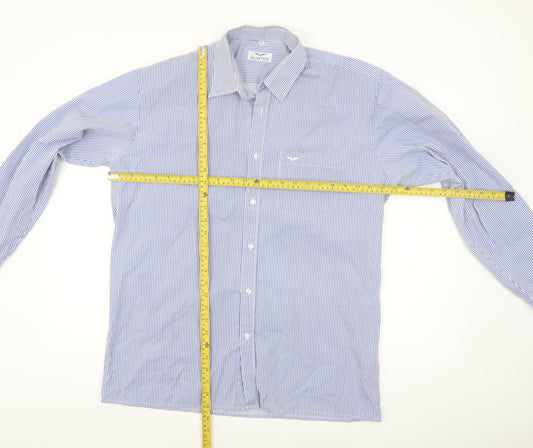 Hunter Men's Blue Striped Cotton Long Sleeve Button-Up Shirt Size 16.5 Regular