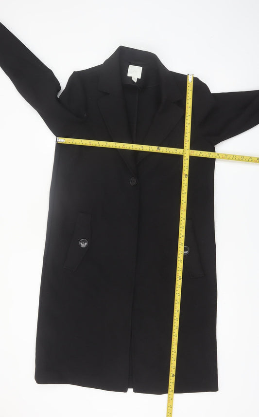 H&M Women's Black Long Overcoat Size 6 Classic Lined Workwear