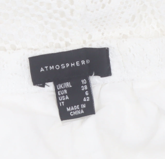 Atmosphere Women White Lace Crochet Shorts Size 10 Summer Casual