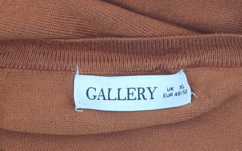 Additional view of Gallery women’s brown xl crew neck long sleeve knit jumper