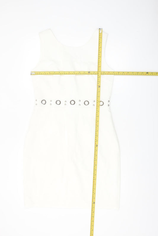J&J by Afinty Paris Women's White Bodycon Sleeveless Dress M