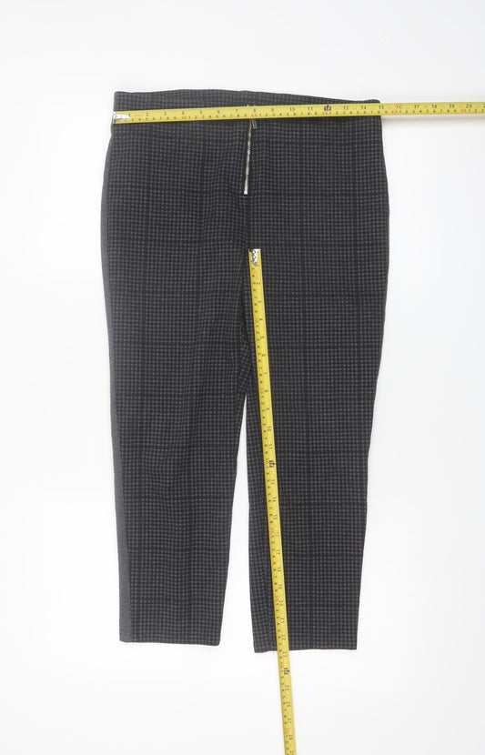 Yessica Women’s Black Check Slim Fit Cropped Trousers Size 12
