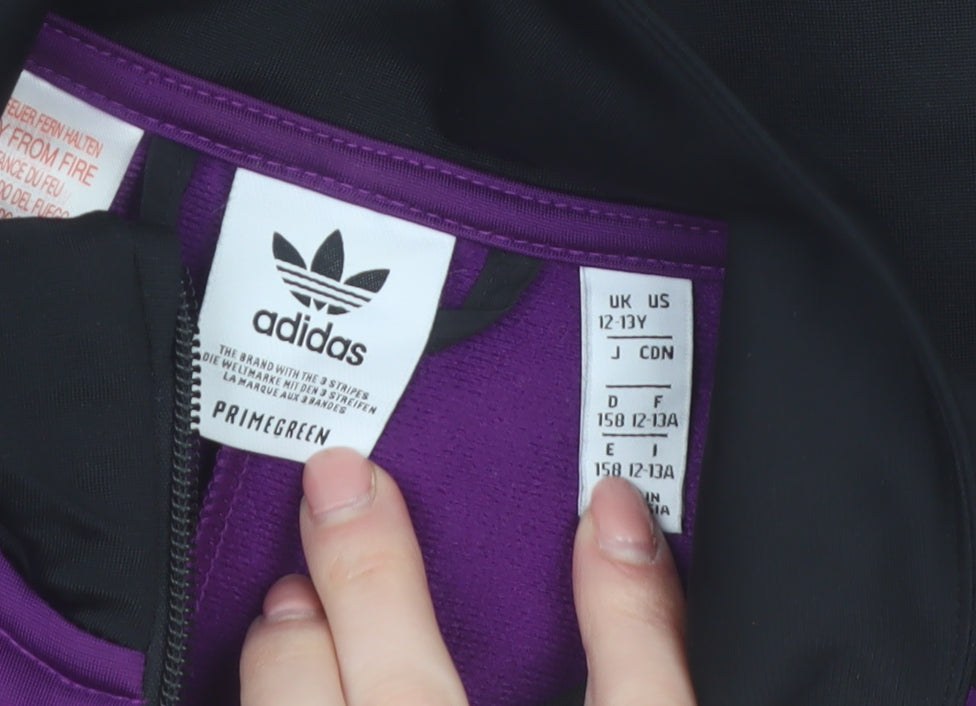 Additional view of Adidas boys’ black purple 12-13y track jacket zip up adventure logo