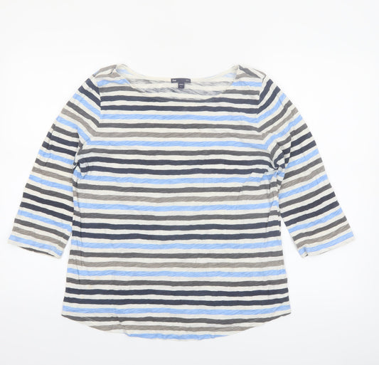 Gap Women’s Multicoloured Striped 3/4 Sleeve Cotton T-Shirt Size L