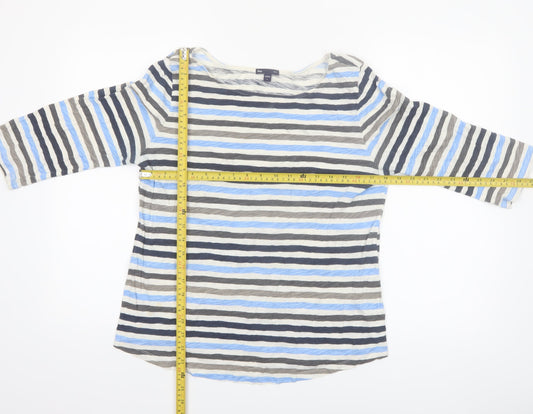 Gap Women’s Multicoloured Striped 3/4 Sleeve Cotton T-Shirt Size L