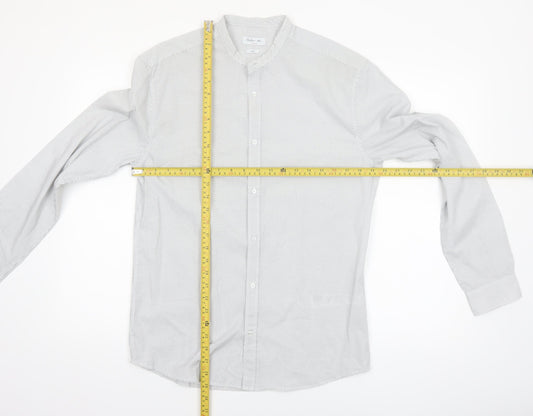 Calliope Man Men's White Polka Dot Slim Fit Long Sleeve Button-Up Shirt M
