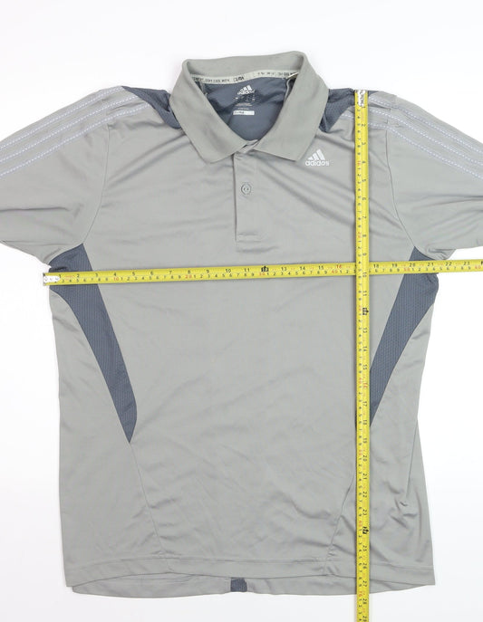 Adidas Men’s Grey Climacool Polo Shirt Size L Lightweight Sports Top