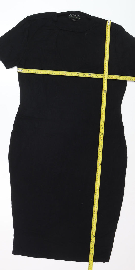 Forever 21 Plus Size Black Bodycon Knit Short Sleeve Dress UK 20