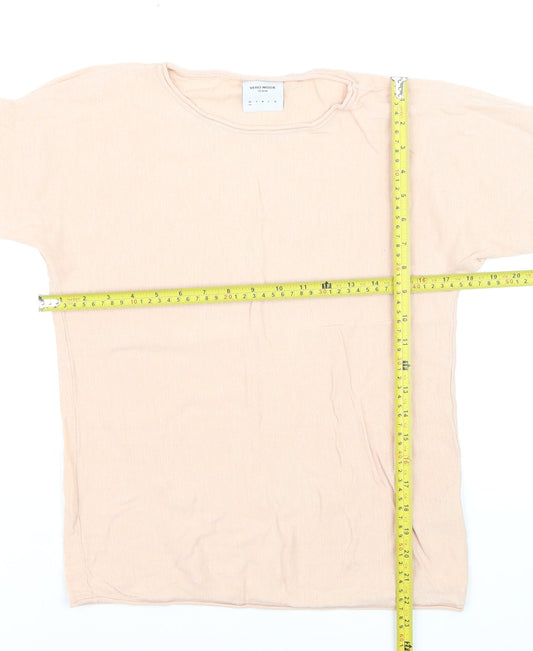 Vero Moda Women Beige Cotton Knit Pullover Jumper Medium