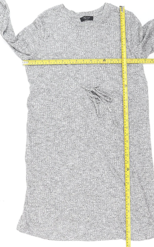 New Look Women Grey Knit Maternity Long Sleeve Sweater Dress Size 12