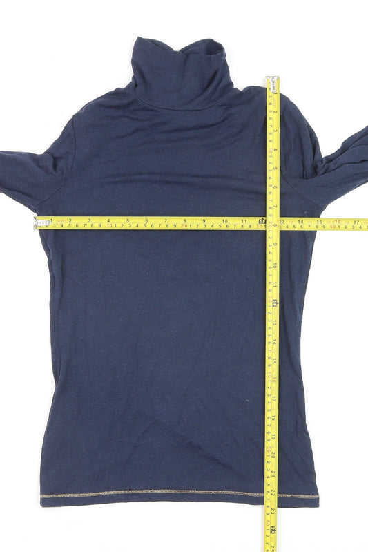 Oliver Bonas Women's Blue Roll Neck Long Sleeve Cotton Jumper Size 8