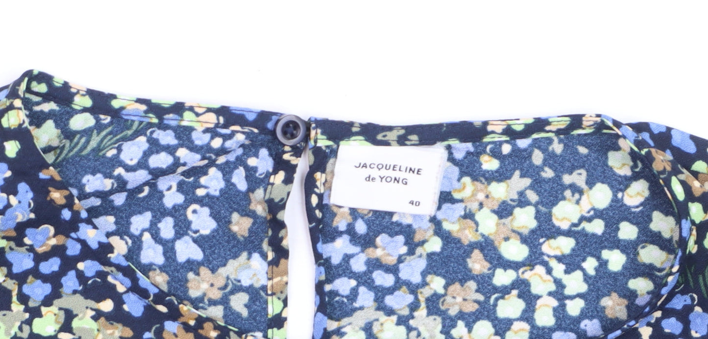 Additional view of Jacqueline de Yong Women's Blue Floral Puff Sleeve Blouse, size 12
