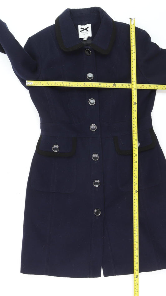 Ruby and Ted Women's Navy Blue Wool-Look Mid-Length Overcoat UK 12