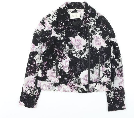 Additional front view of Kaliko Women's Multicoloured Floral Biker Jacket, size 12