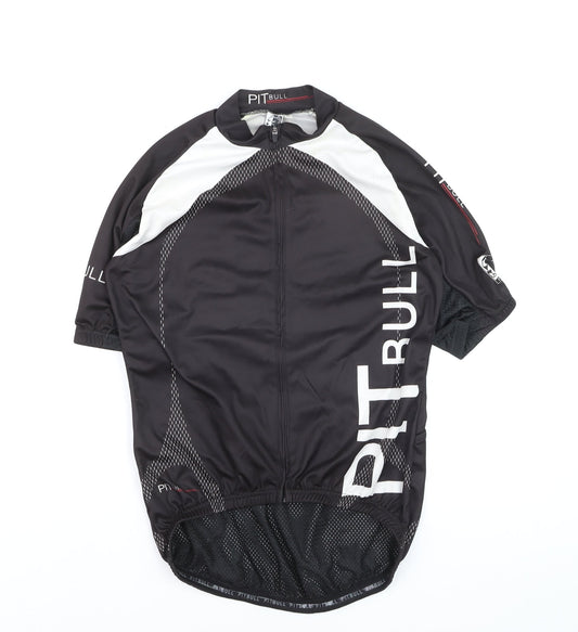 Pitbull Men’s Black Cycling Jersey M Full Zip Athletic Fit