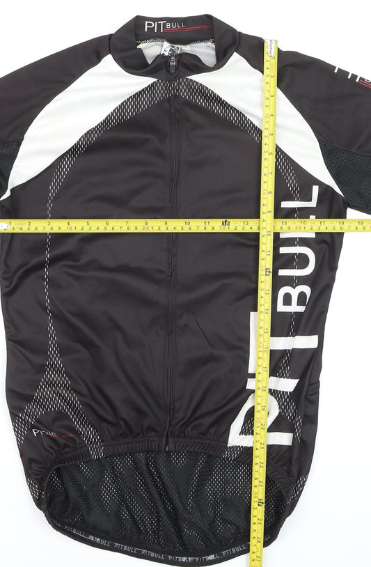Pitbull Men’s Black Cycling Jersey M Full Zip Athletic Fit