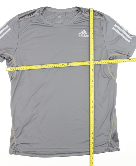 Adidas Men's Grey Running T-Shirt Size L Lightweight Activewear Top