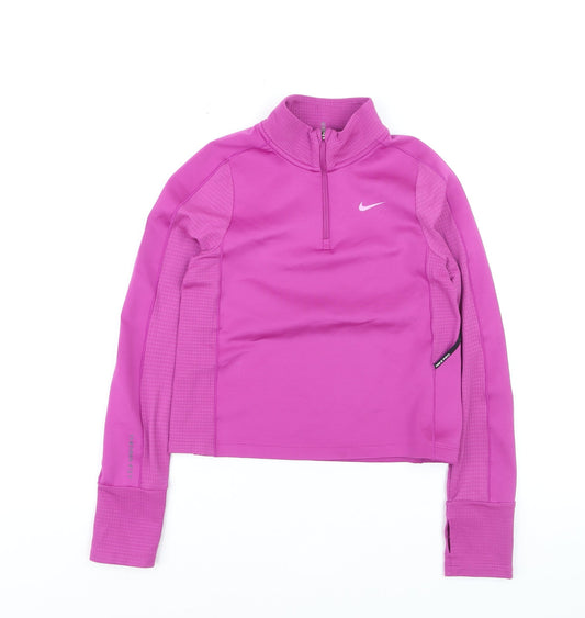 Nike Pro Pink Therma-Fit Teens Size 12 1/2 Zip Active Jacket