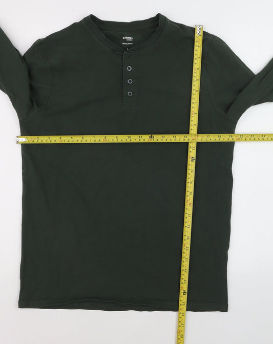 Dunnes Stores Men's Green Cotton Henley Jumper Size S