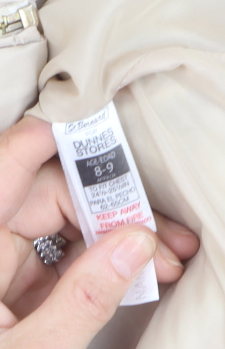 Additional view of Dunnes Teens Beige Long Puffer Coat Hooded Faux Fur Trim, size 8