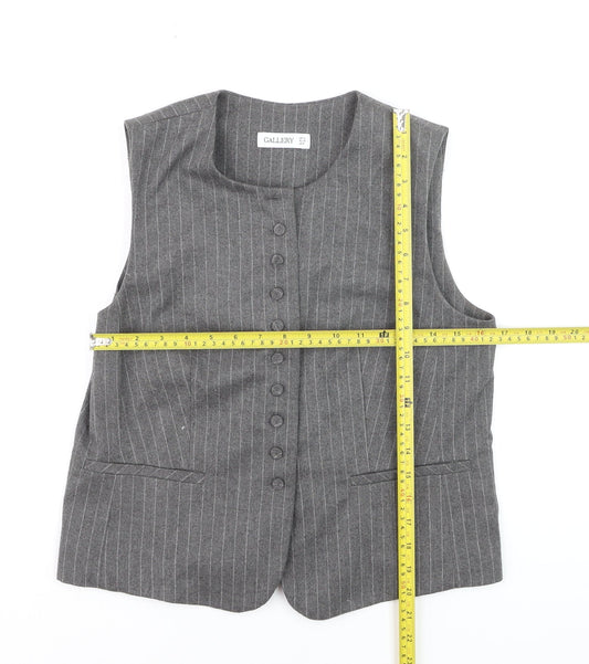 Gallery Women's Grey Pinstripe Wool Blend Waistcoat UK 10