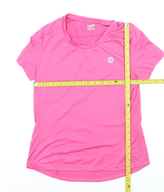 Gym+Coffee Women's Pink Short Sleeve Slim Fit Active T-Shirt Size S