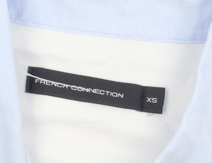 Brand and care label for French Connection Men's Blue XS Slim Fit Long Sleeve Dress Shirt