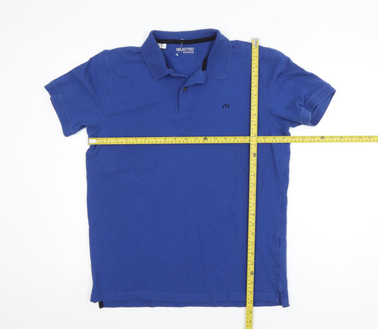 Selected Homme Men's Blue Cotton Stretch Polo Shirt Size L
