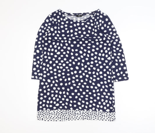 F&F Women’s Blue Polka Dot 3/4 Sleeve Tunic Blouse Size 12