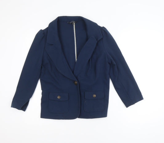Additional front view of Dunnes Women Blue, size 12, Classic Lined Blazer Jacket