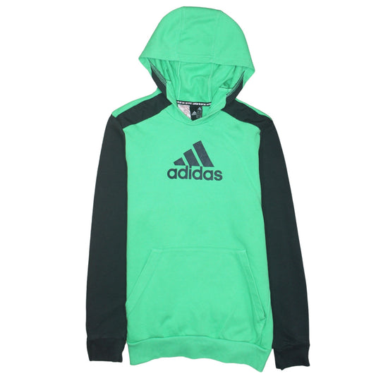 Additional front view of Adidas boys’ green black pullover hoodie 15-16 years cotton blend sportswear