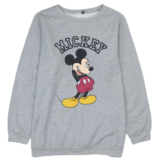 Front view of Disney unisex grey mickey mouse pullover sweatshirt s