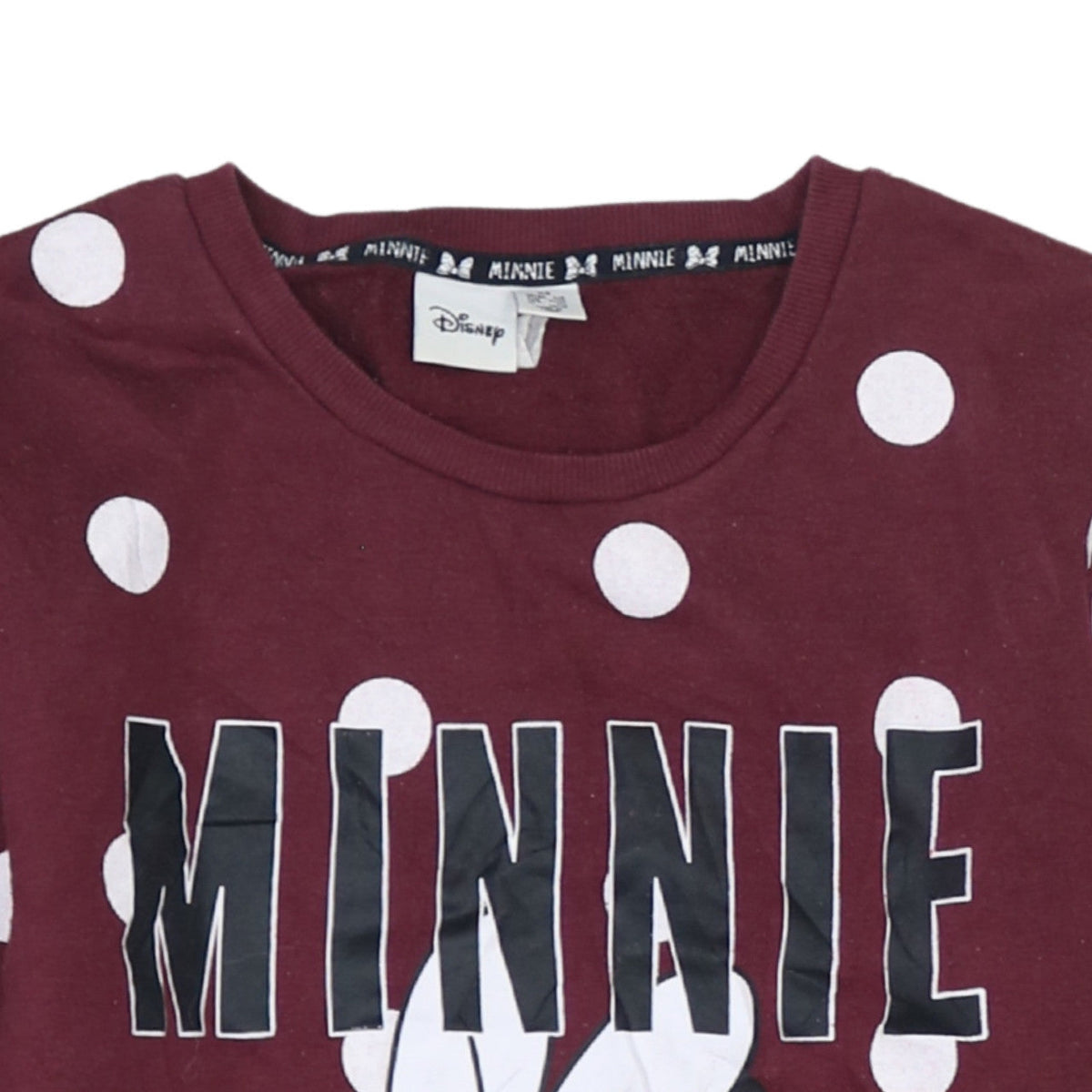 Additional view of Disney Minnie Mouse Burgundy Polka Dot Sweatshirt XS Women