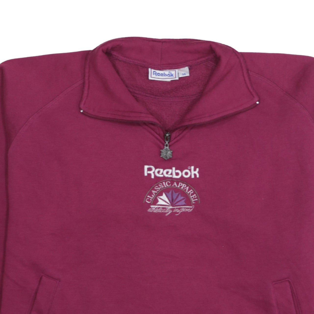 Reebok Womens Burgundy 1/4 Zip Pullover Sweatshirt Size 14