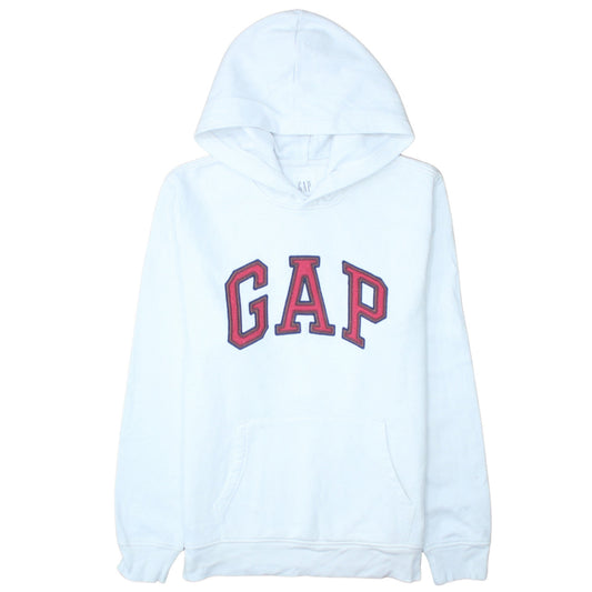 Gap Men’s White Logo Pullover Hoodie Fleece M Regular Fit