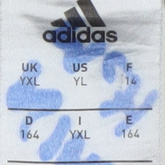 Brand and care label for Adidas boys’ black jogger trousers 16 years climalite sportswear