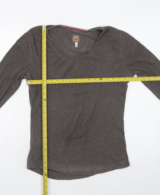 Joules Women's Brown Long Sleeve Scoop Neck Jersey Top Size 12
