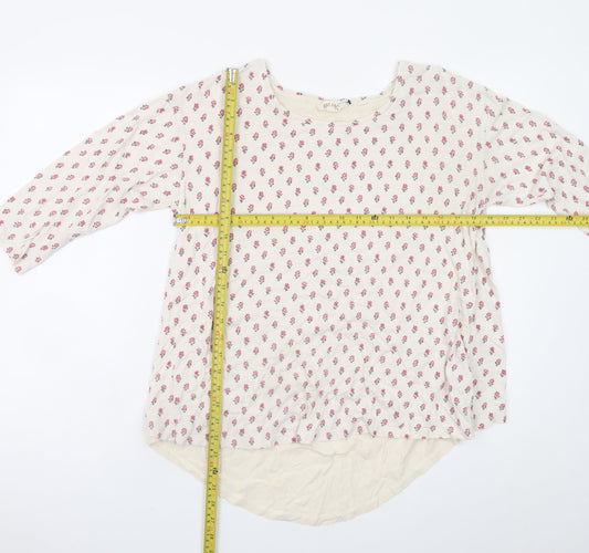 Fat Face Womens Ivory Floral 3/4 Sleeve Tunic Blouse Size 14