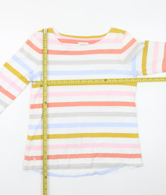 Joules Women's Multicoloured Striped 3/4 Sleeve Cotton Top Size 12