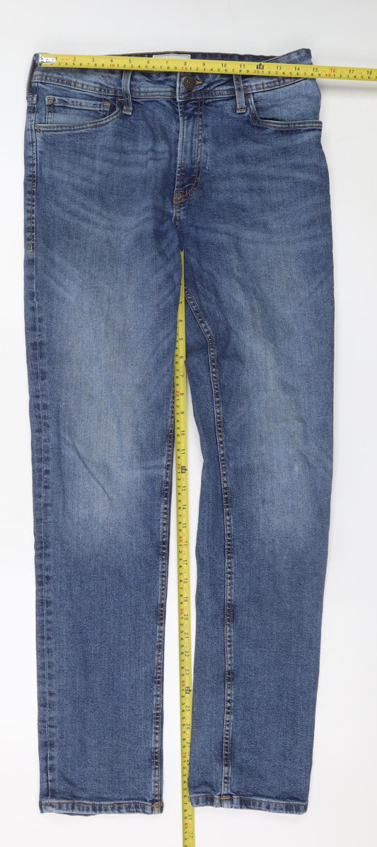 PRODUKT Men's Blue 32W 34L Slim Fit Straight Denim Jeans