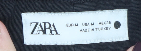 Zara Womens Black Straight Leg Trousers Size 12 Regular Fit