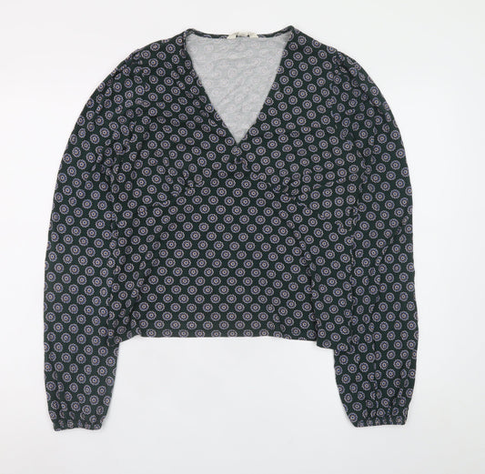 Boden Women’s Blue Geometric Wrap Blouse Size 18 Viscose Stretch